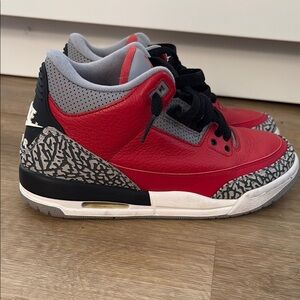 Jordan 3 Red and Black Sneakers